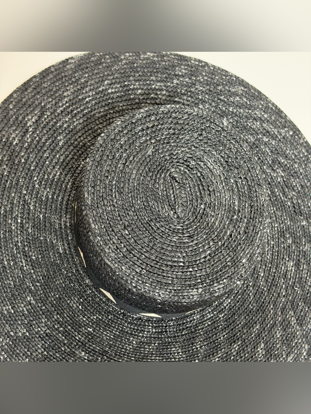 GIGI PIP Black Straw Wide-Brim Hat with Triangle Accent - Picture 9 of 10
